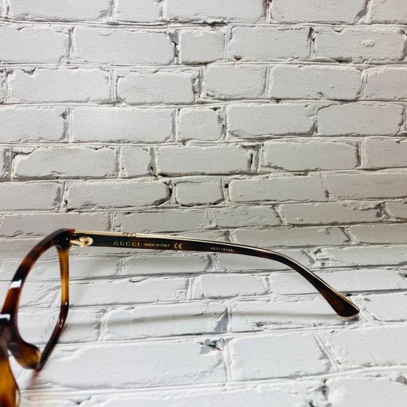 Gucci Rectangular Brown Havana And Gold Eyeglasses Glasses Frames - Picture 7 of 13
